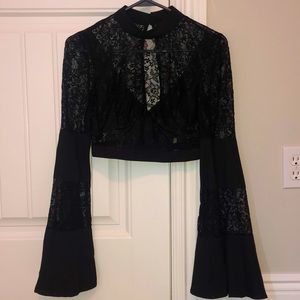 TOBI lacy long sleeve crop top. Size XS